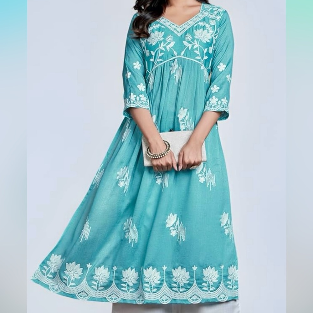 🔥 Silk crepe, Spring- Embroidered Floral Dress, perfect for any fun occasion